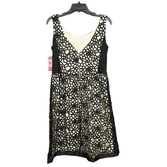 Isaac Mizrahi Black and Cream Sleeveless A-line Mini Dress NWT Size 8 - Picture 2 of 4